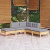 Image de vidaXL Salon de jardin 5 pcs avec coussins gris bois de pin