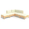 Image de vidaXL Salon de jardin 5 pcs avec coussins crème bois de pin