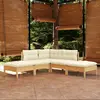 Image de vidaXL Salon de jardin 5 pcs avec coussins crème bois de pin