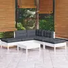 Image de vidaXL Salon de jardin 6 pcs avec coussins blanc bois de pin