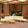 Image de vidaXL Salon de jardin 8 pcs avec coussins crème Bois de pin