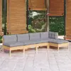 Image de vidaXL Salon de jardin 5 pcs avec coussins gris bois de pin