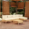 Image de vidaXL Salon de jardin 6 pcs avec coussins crème bois de pin
