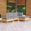 Image de vidaXL Salon de jardin 4 pcs avec coussins gris Bois de pin
