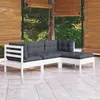 Image de vidaXL Salon de jardin 4 pcs avec coussins blanc bois de pin