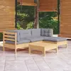 Image de vidaXL Salon de jardin 5 pcs avec coussins gris bois de pin