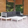 Image de vidaXL Salon de jardin 5 pcs avec coussins blanc bois de pin