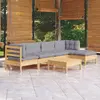 Image de vidaXL Salon de jardin 6 pcs avec coussins gris bois de pin