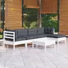 Image de vidaXL Salon de jardin 6 pcs avec coussins blanc bois de pin