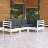 Image de vidaXL Salon de jardin 4 pcs avec coussins blanc bois de pin
