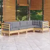 Image de vidaXL Salon de jardin 5 pcs avec coussins gris bois de pin
