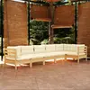 Image de vidaXL Salon de jardin 6 pcs avec coussins crème bois de pin