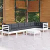 Image de vidaXL Salon de jardin 7 pcs avec coussins blanc bois de pin