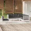 Image de vidaXL Salon de jardin 5 pcs avec coussins blanc bois de pin