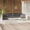 Image de vidaXL Salon de jardin 6 pcs avec coussins blanc bois de pin