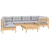 Image de vidaXL Salon de jardin 7 pcs avec coussins gris bois de pin