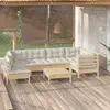 Image de vidaXL Salon de jardin 7 pcs avec coussins crème bois de pin