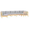 Image de vidaXL Salon de jardin 7 pcs avec coussins gris bois de pin