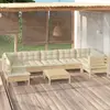 Image de vidaXL Salon de jardin 8 pcs avec coussins crème Bois de pin