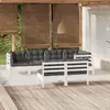 Image de vidaXL Salon de jardin 7 pcs avec coussins Blanc Bois de pin massif