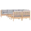 Image de vidaXL Salon de jardin 8 pcs avec coussins gris Bois de pin massif