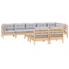 Image de vidaXL Salon de jardin 9 pcs avec coussins gris bois de pin massif