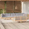 Image de vidaXL Salon de jardin 9 pcs avec coussins gris bois de pin massif