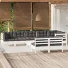 Image de vidaXL Salon de jardin 9 pcs avec coussins blanc bois de pin massif