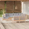 Image de vidaXL Salon de jardin 9 pcs avec coussins gris bois de pin massif