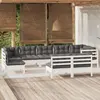 Image de vidaXL Salon de jardin 9 pcs avec coussins blanc bois de pin massif