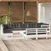 Image de vidaXL Salon de jardin 10 pcs avec coussins blanc bois de pin massif