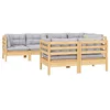 Image de vidaXL Salon de jardin 7 pcs avec coussins gris bois de pin massif