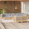 Image de vidaXL Salon de jardin 9 pcs avec coussins gris bois de pin massif