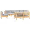 Image de vidaXL Salon de jardin 8 pcs avec coussins gris Bois de pin massif
