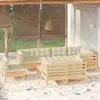 Image de vidaXL Salon de jardin 9 pcs avec coussins crème bois de pin massif