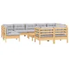 Image de vidaXL Salon de jardin 10 pcs avec coussins gris bois de pin massif