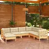 Image de vidaXL Salon de jardin 7 pcs avec coussins crème bois de pin massif