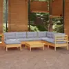 Image de vidaXL Salon de jardin 8 pcs avec coussins gris Bois de pin massif