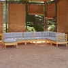 Image de vidaXL Salon de jardin 8 pcs avec coussins gris Bois de pin massif