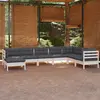Image de vidaXL Salon de jardin 8 pcs avec coussins blanc bois de pin massif