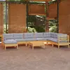 Image de vidaXL Salon de jardin 9 pcs avec coussins gris bois de pin massif