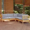 Image de vidaXL Salon de jardin 5 pcs avec coussins gris bois de pin massif