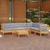 Image de vidaXL Salon de jardin 7 pcs avec coussins gris bois de pin massif