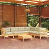 Image de vidaXL Salon de jardin 7 pcs avec coussins crème bois de pin massif