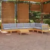 Image de vidaXL Salon de jardin 8 pcs avec coussins gris Bois de pin massif
