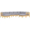 Image de vidaXL Salon de jardin 9 pcs avec coussins gris bois de pin massif
