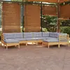 Image de vidaXL Salon de jardin 9 pcs avec coussins gris bois de pin massif