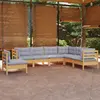 Image de vidaXL Salon de jardin 7 pcs avec coussins gris bois de pin massif