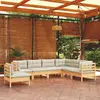 Image de vidaXL Salon de jardin 7 pcs avec coussins crème bois de pin massif