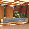 Image de vidaXL Salon de jardin 9 pcs avec coussins gris bois de pin massif